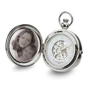 Charles Hubert Chrome Finish Brass Photo Insert 48mm Pocket Watch